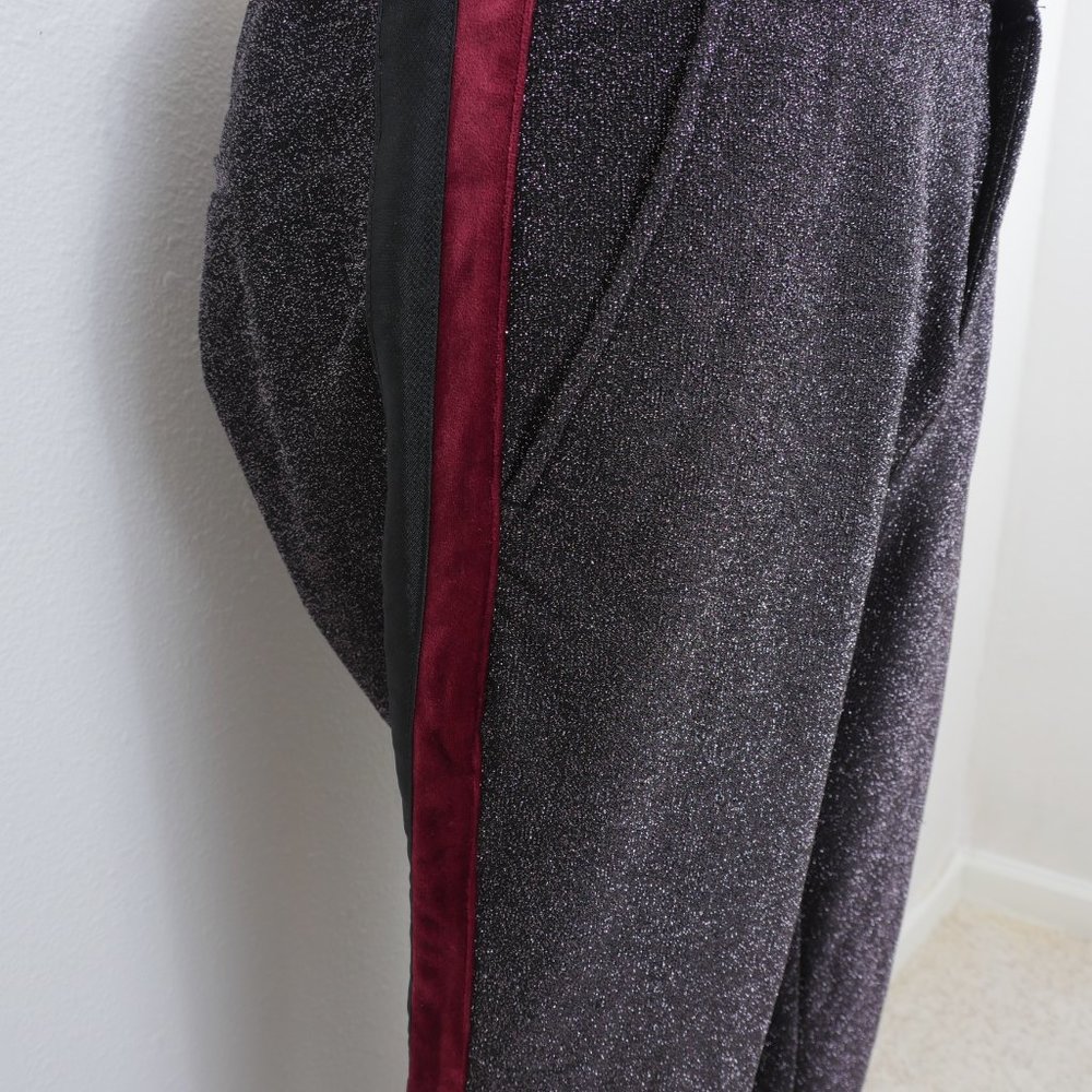 Scotch & Soda Black Red Wine Side Stripe Metallic Glitter Low Rise Size SZ Pant - Picture 9 of 16